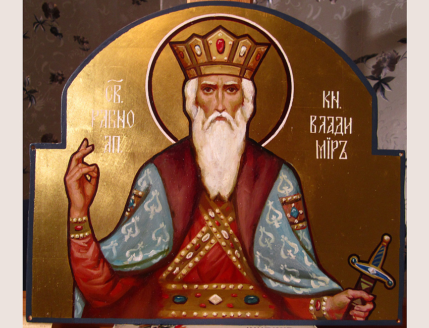 Морской собор святителя Николая Чудотворца в г. Кронштадте, Св. Князь Владимир, иконостас, медь, масло, 28х33, 2011 г.